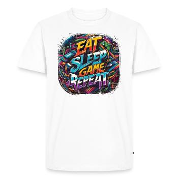 Manger Sommeil Jeu Répéter Street Art Gamer Mantra - T-shirt Premium bio Homme - blanc - Devant - Nico (187cm)