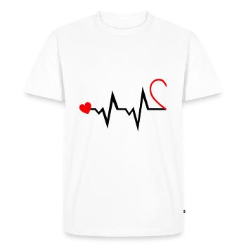 Heartbeat, Heart, Love, Couple Part 1 - Men's Premium Organic T-Shirt - white - Front - Nico (187cm)