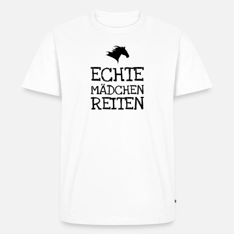 Echte Mädchen Reiten - Männer Premium Bio T-Shirt - Weiß