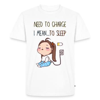 I Need To Charge I Mean To Sleep. Sleeping Girl. - Men's Premium Organic T-Shirt - white - Front - Nico (187cm)