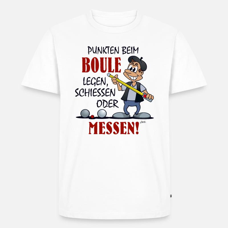 Boule-Cartoon - schießen, legen oder messen - Männer Premium Bio T-Shirt - Weiß
