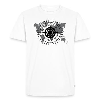 Carte du monde avec direction cardinale noir et blanc - T-shirt Premium bio Homme - blanc - Devant - Nico (187cm)