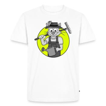 Chat jardinier rétro - T-shirt Premium bio Homme - blanc - Devant - Nico (187cm)