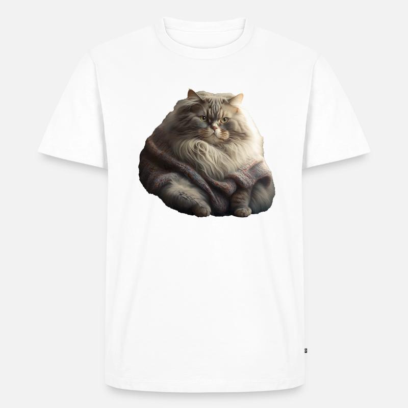 Süße Katze Strick Pullover - Männer Premium Bio T-Shirt - Weiß