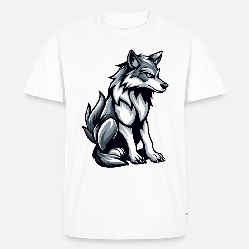 Wolf Comic - Männer Premium Bio T-Shirt - Weiß