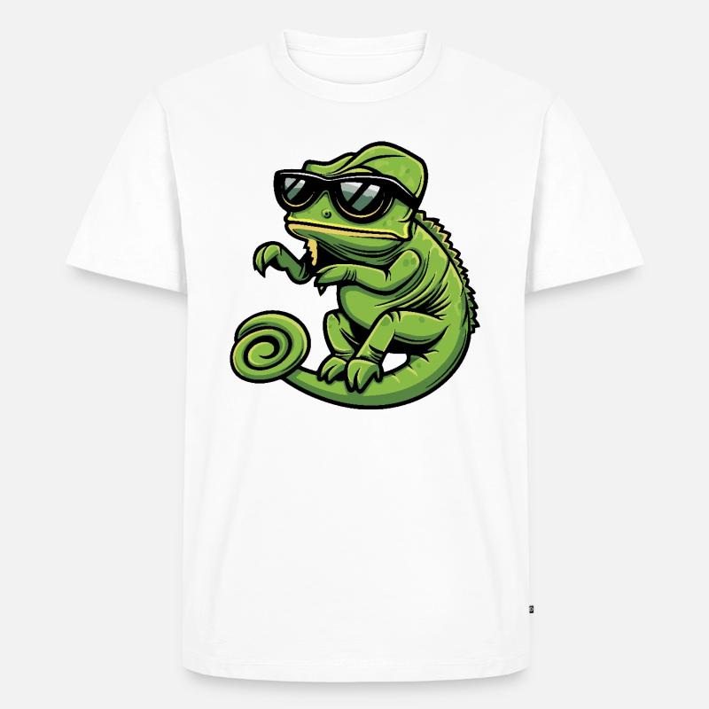 Chameleon Cool Comic - Männer Premium Bio T-Shirt - Weiß