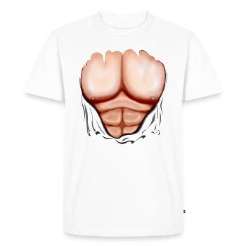 Ripped Muscles, six pack, chest T-shirt - Men's Premium Organic T-Shirt - white - Front - Nico (187cm)