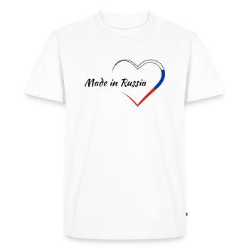 Russie Fabriqué en Russie Russe Russe - T-shirt Premium bio Homme - blanc - Devant - Nico (187cm)