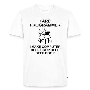 i are Programmer i make computer beep boop - T-shirt Premium bio Homme - blanc - Devant - Nico (187cm)