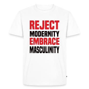 Rejeter la modernité Embrasser la masculinité Sigma Masculin - T-shirt Premium bio Homme - blanc - Devant - Nico (187cm)