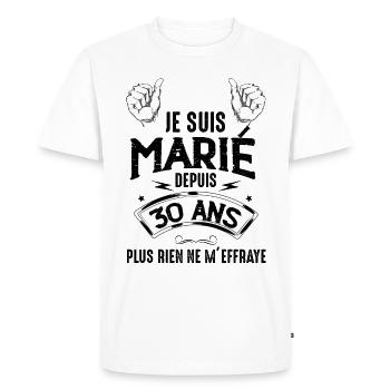 Je suis marié depuis 30 ans Cadeau Mariage Homme - T-shirt Premium bio Homme - blanc - Devant - Nico (187cm)