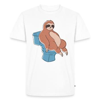 Sloth Sleeping on Toilet Cute Lazy Sloth - Men's Premium Organic T-Shirt - white - Front - Nico (187cm)