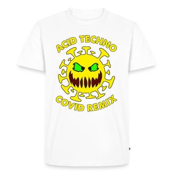 Acid Techno Covid Remix | Dark Hard Acid Techno - T-shirt Premium bio Homme - blanc - Devant - Nico (187cm)