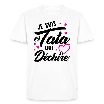 Je suis une tata qui déchire, Cadeau pour tata - T-shirt Premium bio Homme - blanc - Devant - Nico (187cm)