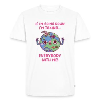 La planète Terre qui emporte tout le monde avec elle - T-shirt Premium bio Homme - blanc - Devant - Nico (187cm)