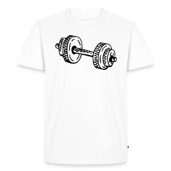Dumbbell Fitness Entraînement en force Haltérophilie - T-shirt Premium bio Homme - blanc - Devant - Nico (187cm)