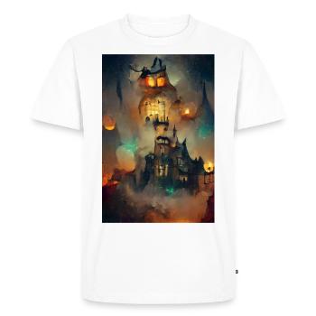 Maison d’horreur, Château d’Halloween, Château des monstres, G - T-shirt Premium bio Homme - blanc - Devant - Nico (187cm)