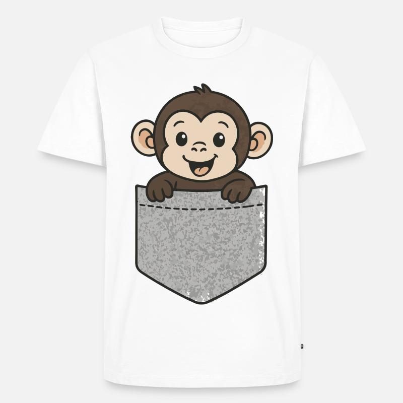Taschenäffchen - Männer Premium Bio T-Shirt - Weiß