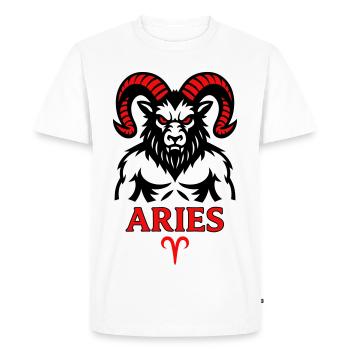 Signe du zodiaque Bélier avec symbole de cornes - T-shirt Premium bio Homme - blanc - Devant - Nico (187cm)