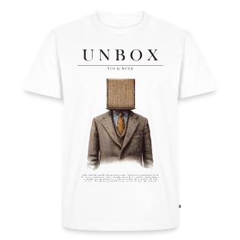 Unbox Your Mind - T-shirt Premium bio Homme - blanc - Devant - Nico (187cm)