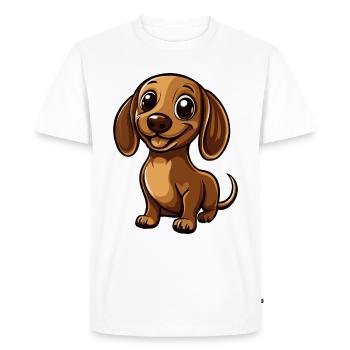Teckel BadgerDog Bande dessinée Mignon - T-shirt Premium bio Homme - blanc - Devant - Nico (187cm)