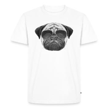 mops mops - Ekologisk premium-T-shirt herr - vit - Fram - Nico (187cm)