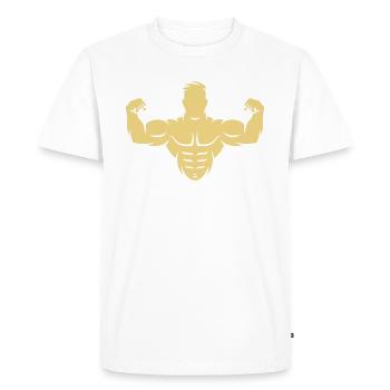 Bodybuilder (Bodybulding, Biceps, Athletic Sports) - Men's Premium Organic T-Shirt - white - Front - Nico (187cm)