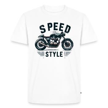 Vitesse et style mode motard - T-shirt Premium bio Homme - blanc - Devant - Nico (187cm)