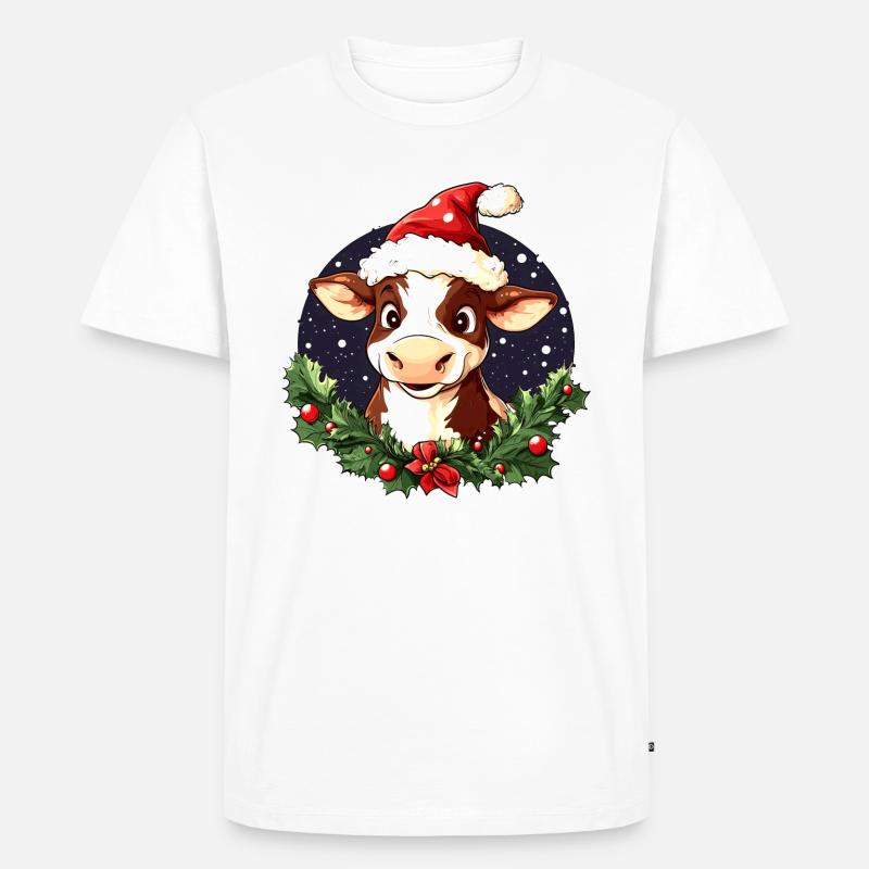 Kuh Weihnachtsmann - Männer Premium Bio T-Shirt - Weiß