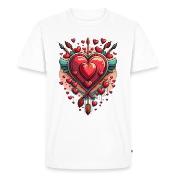 Saint-Valentin : Cœur avec des ailes et des flèches - T-shirt Premium bio Homme - blanc - Devant - Nico (187cm)