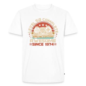 50th Birthday Gamer Born in 1974 - Men's Premium Organic T-Shirt - white - Front - Nico (187cm)