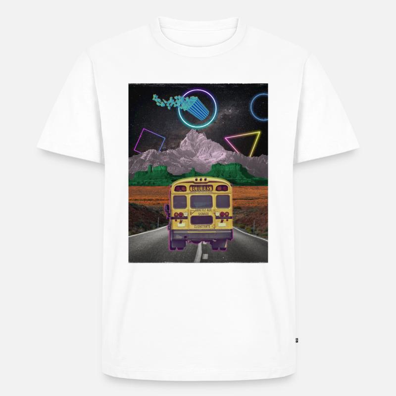 Plakat kolażu autobusu - Ekologiczna koszulka męska Premium - biały