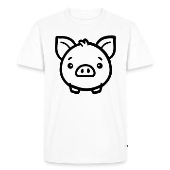 pig - Men's Premium Organic T-Shirt - white - Front - Nico (187cm)