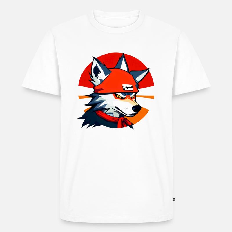 Wolf - Ninja - Japan - Männer Premium Bio T-Shirt - Weiß