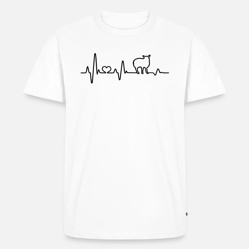Schaf Schafbock Schäfer Geschenkidee Herzschlag - Männer Premium Bio T-Shirt - Weiß