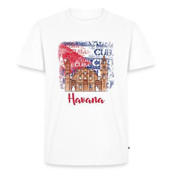 Tee shirt Cuba Havana - T-shirt Premium bio Homme - blanc - Devant - Nico (187cm)