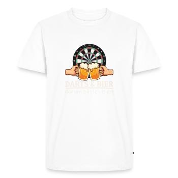 Darts Und Bier Darum Bin Ich Hier Dart Sprüche - Männer Premium Bio T-Shirt - Weiß - Vorne - Nico (187cm)