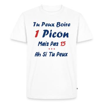 Tu peux noire un picon - T-shirt Premium bio Homme - blanc - Devant - Nico (187cm)