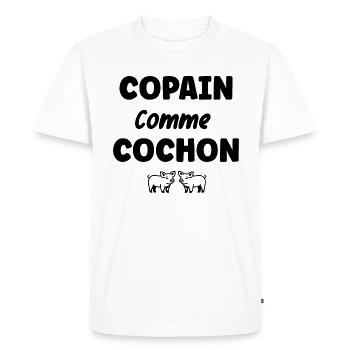 Copain comme cochon - T-shirt Premium bio Homme - blanc - Devant - Nico (187cm)