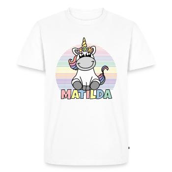 Nom de la licorne Matilda - T-shirt Premium bio Homme - blanc - Devant - Nico (187cm)