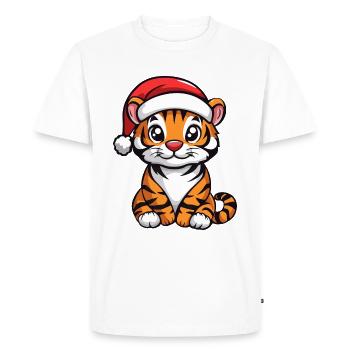 Tigre Noël Mignon - T-shirt Premium bio Homme - blanc - Devant - Nico (187cm)