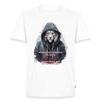 Lion Africa Cat - be a lion jungle - Men's Premium Organic T-Shirt - white - Front - Nico (187cm)