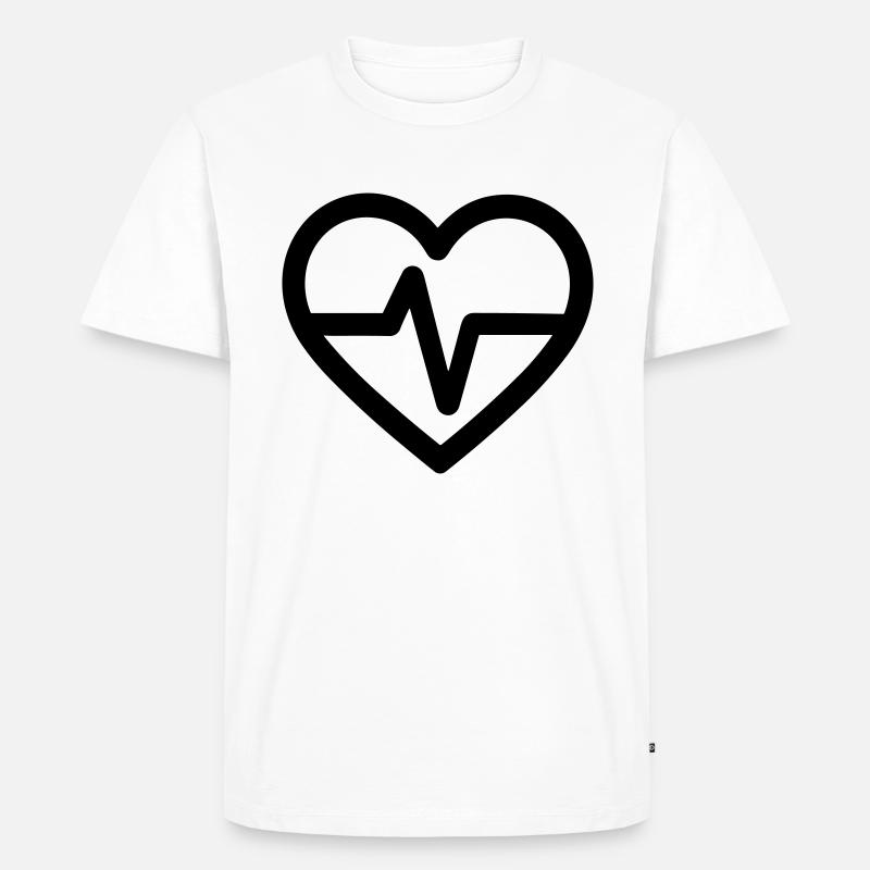 Herzschlag - Männer Premium Bio T-Shirt - Weiß