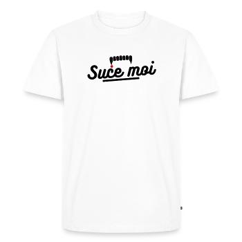 suce moi. t-shirt vampire - T-shirt Premium bio Homme - blanc - Devant - Nico (187cm)