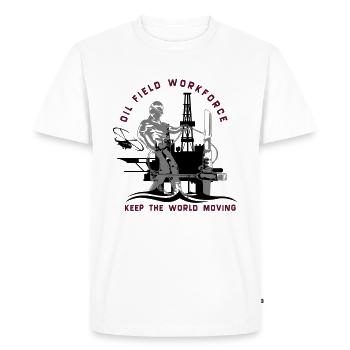 Oil Rig Oil Field North Sea Keep The World Movng - Men's Premium Organic T-Shirt - white - Front - Nico (187cm)
