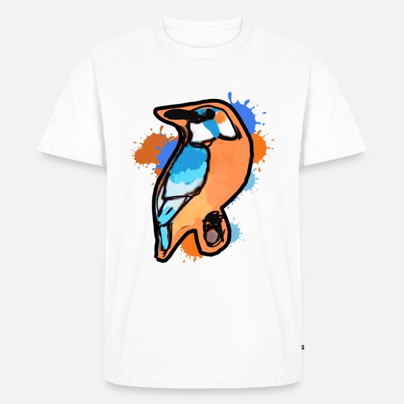 Eisvogel,Zeichnung,abstrakt,bunt,vogel,Graffiti - Männer Premium Bio T-Shirt - Weiß