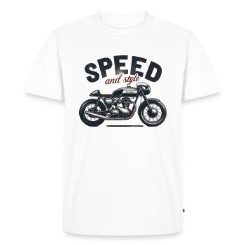 Moto de vitesse et de style - T-shirt Premium bio Homme - blanc - Devant - Nico (187cm)
