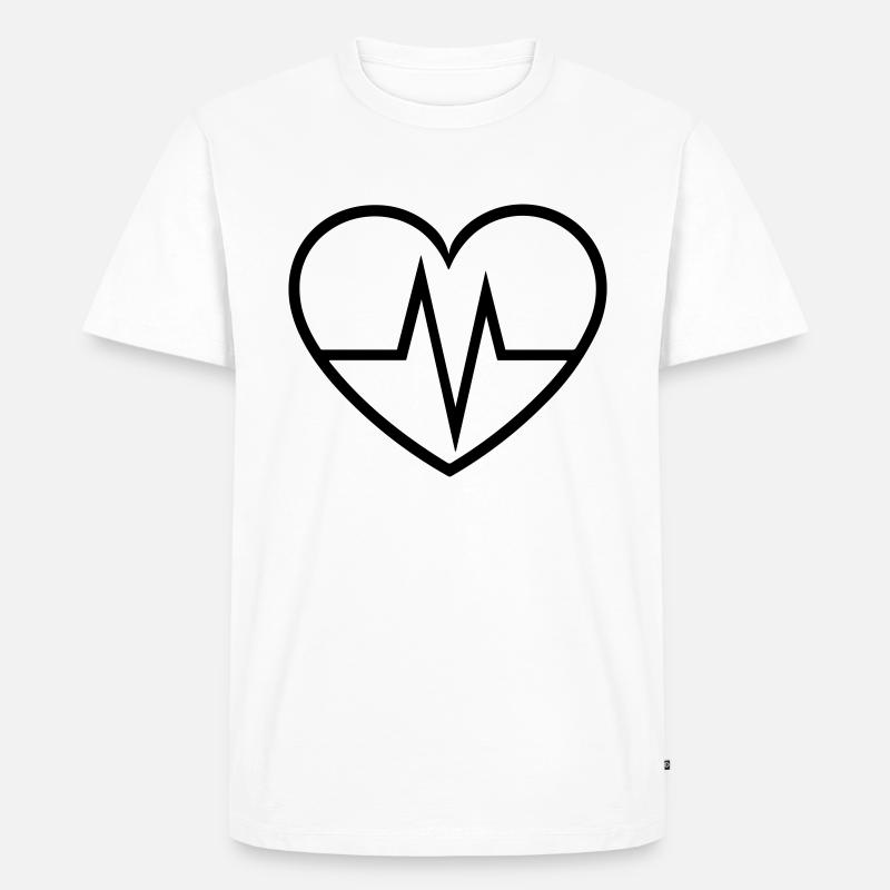 Herzschlag - Männer Premium Bio T-Shirt - Weiß