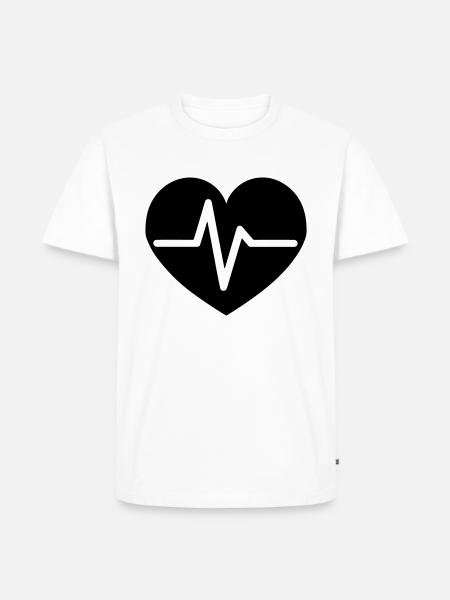 Herzschlag - Männer Premium Bio T-Shirt - Weiß