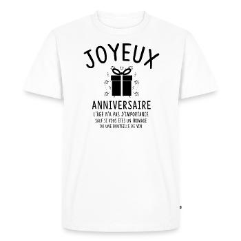 JOYEUX ANNIVERSAIRE - T-shirt Premium bio Homme - blanc - Devant - Nico (187cm)